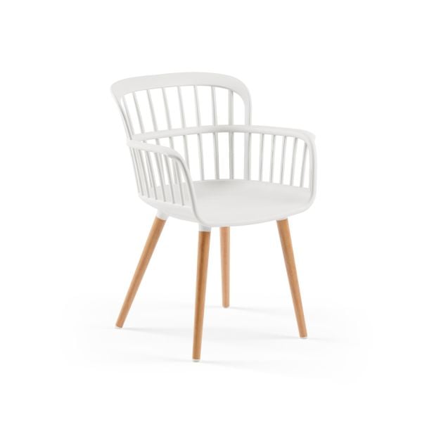 Beyaz Ahşap Ayaklı Mutfak Sandalyesi Dayanıklı Şık Çok Amaçlı Kullanıma Uygun – Plastik Oturumlu, Hafif ve Pratik Sandalye Modeli