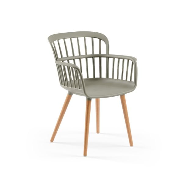 Çimento Gri Ahşap Ayaklı Plastik Oturumlu Sandalye – Dayanıklı, Hafif ve Şık Çok Amaçlı Mutfak, Salon, Otel, Cafe ve Restaurant Sandalyesi