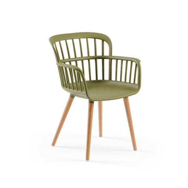 Haki Yeşil Ahşap Ayaklı Mutfak Sandalyesi | Şık, Dayanıklı, Konforlu Oturum Sandalyesi