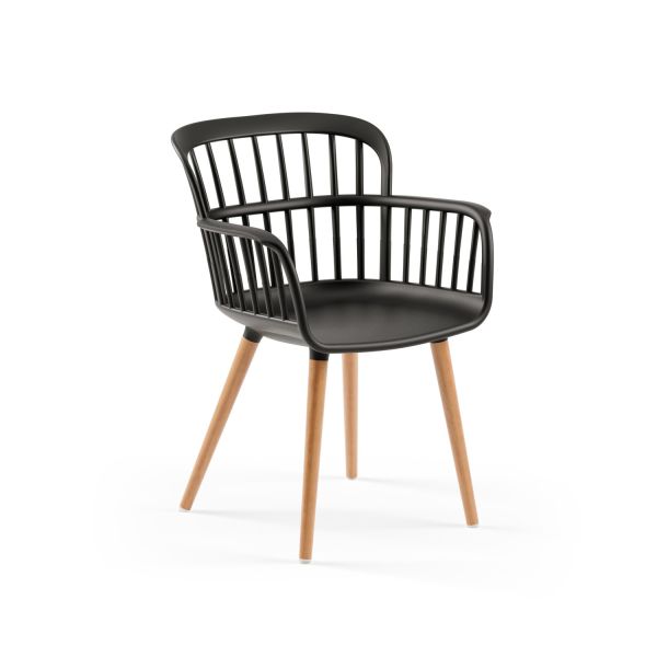 Siyah Renk Ahşap Ayaklı Sandalye | Mutfak, Salon, Kafe, Restoran Kullanımına Uygun Şık ve Dayanıklı Model