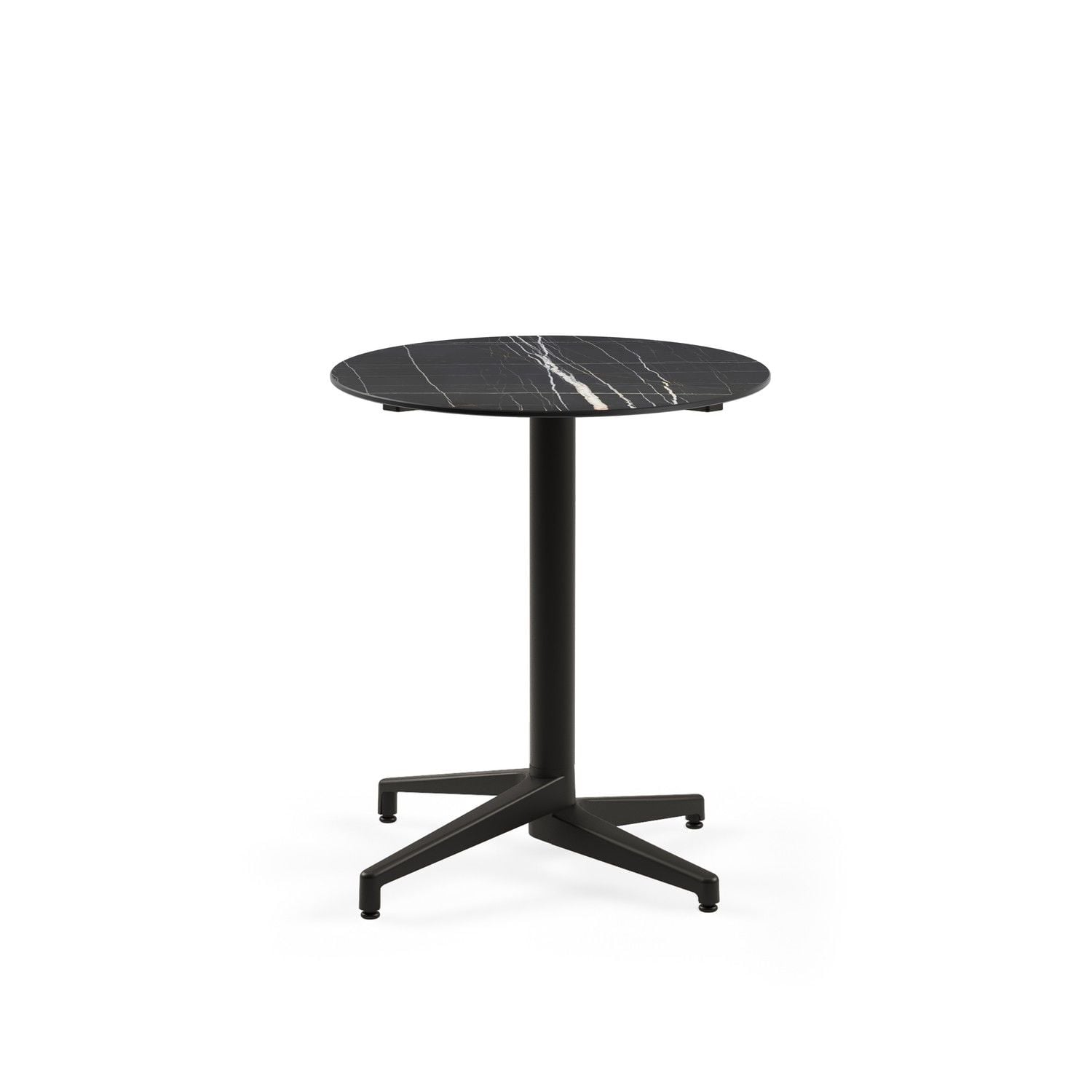 Siyah Mermer Compact Restaurant Masası Paslanmaz Ø69