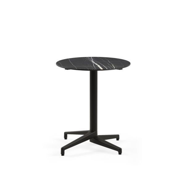 Siyah Mermer Compact Restaurant Masası Paslanmaz Ø69