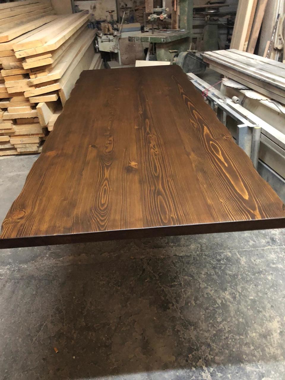 Doğal Kütük Masa Tablası 100x220 cm Ceviz Renk