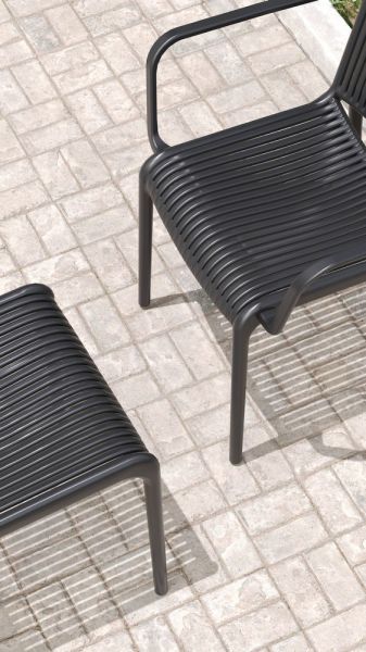 Saks Mavi Kollu İç İçe Geçen Bahçe Sandalyesi