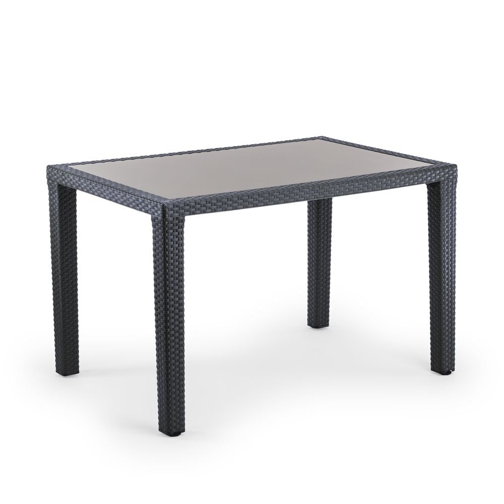 Antrasit 120x80 Cafe Bahçe Masası Temperli Camlı Dış Mekan