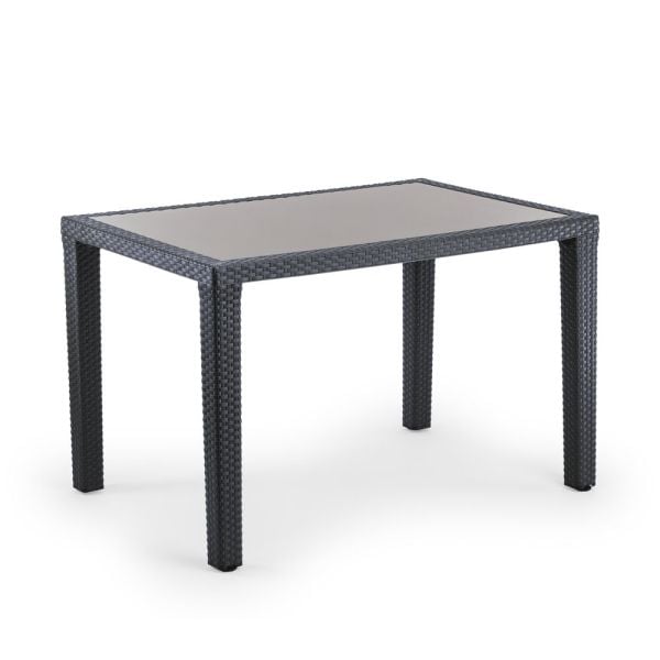 Antrasit 120x80 Cafe Bahçe Masası Temperli Camlı Dış Mekan
