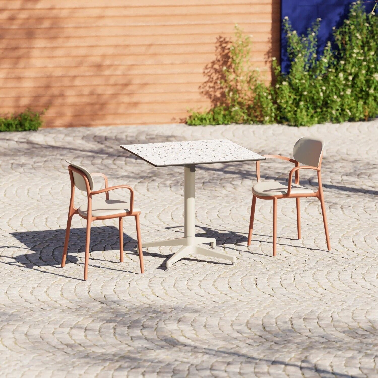 Compact Restoran Bahçe Masa Sandalye Takımı 2 Kişilik 69x69