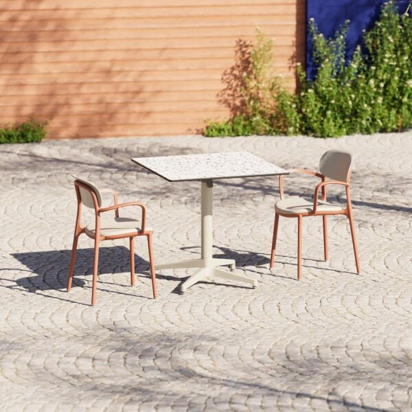 Compact Restoran Bahçe Masa Sandalye Takımı 2 Kişilik 69x69