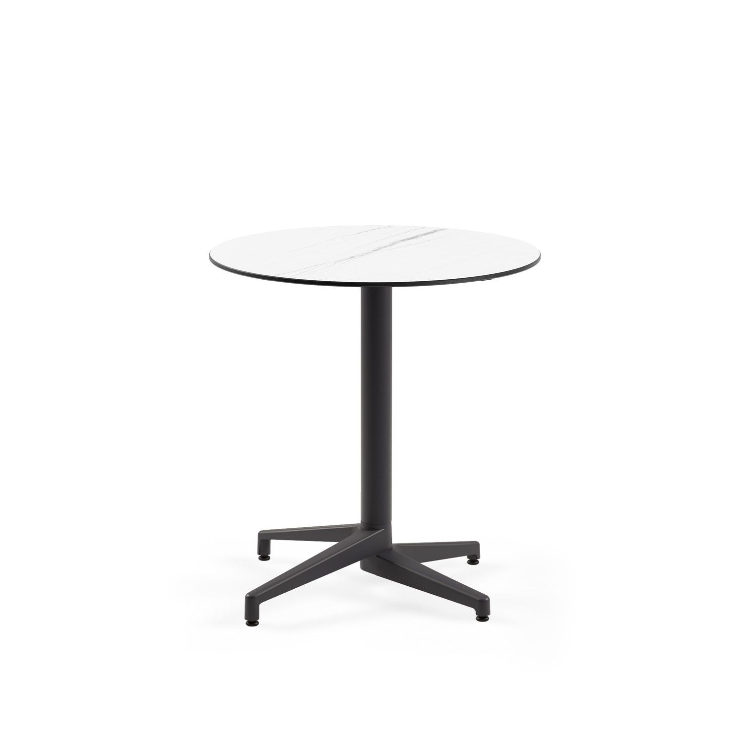 Compact Bahçe ve Otel Masası 77 cm Yuvarlak Beyaz Mermer Desenli Paslanmaz, TSE Belgeli, Cafe, Restoran, Balkon, Teras, Dış Mekân Kullanımı İçin Dayanıklı Masa