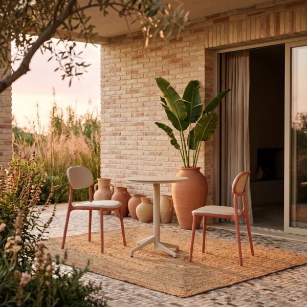 Terrakota Bej Veranda Bahçe Masa Sandalye Takımı 2 Kişilik