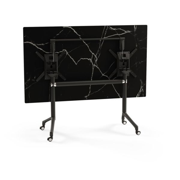 Siyah Mermer Compact Tekerlekli Katlanır Ofis Masası 90x150