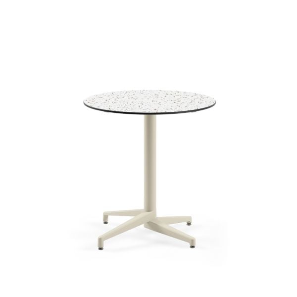 Compact Bej Ayaklı Yuvarlak Bahçe Mutfak Masası 77 cm