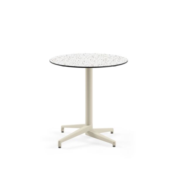 Compact Bej Ayaklı Yuvarlak Bahçe Mutfak Masası 77 cm