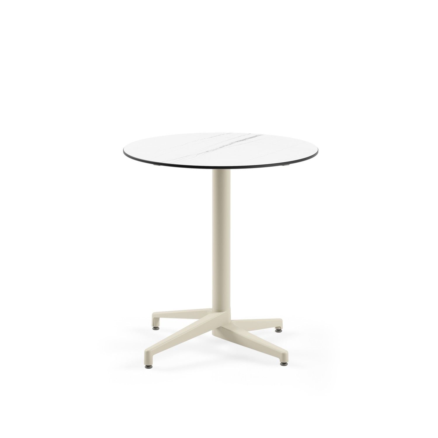 Compact Cafe Restoran Mutfak Masası – Beyaz Mermer Desenli Yuvarlak, Paslanmaz, Dayanıklı, 77 cm Çap