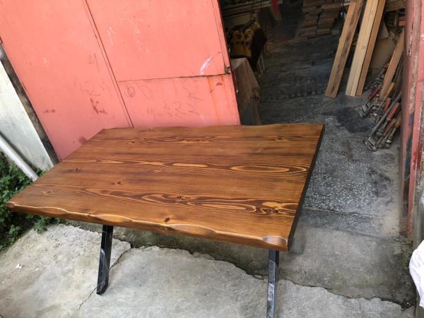 Doğal ağaç kütük masa ceviz rengi 140x75.cm