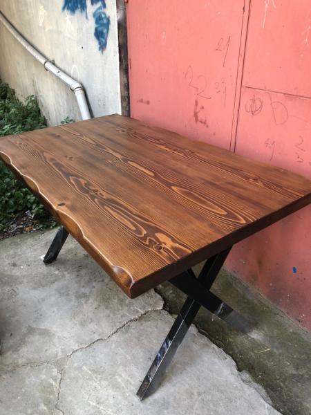 Doğal ağaç kütük masa ceviz rengi 140x75.cm