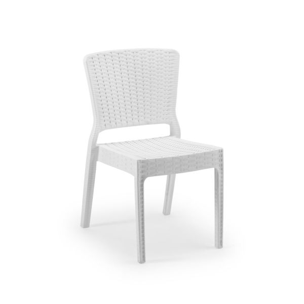 Beyaz Rattan Bahçe Masa Sandalye Takımı 4 Kişilik 80x80