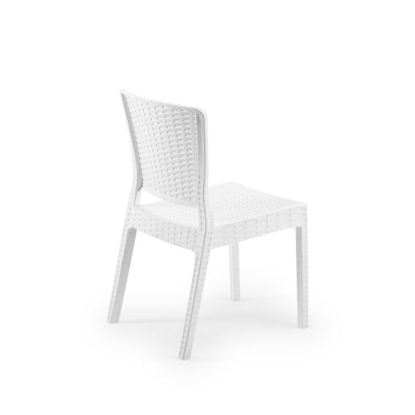 Beyaz Rattan Bahçe Masa Sandalye Takımı 4 Kişilik 80x80