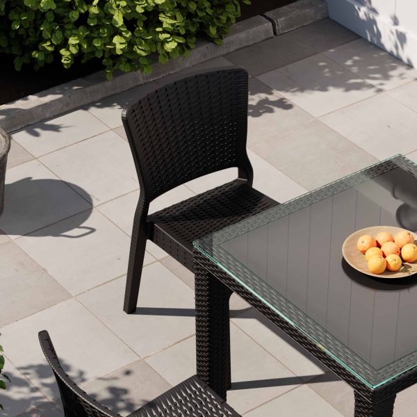 Venge Rattan Bahçe Masa Sandalye Takımı 4 Kişilik 80x80