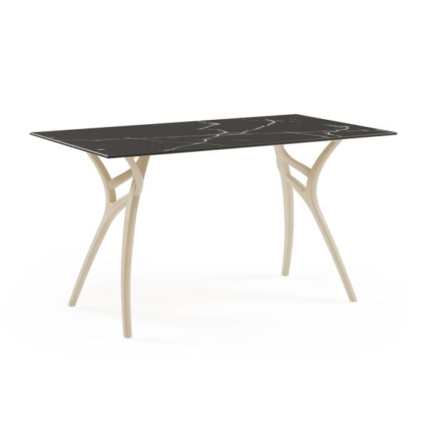 Siyah Mermer Desenli Compact Bahçe Masası 77x120