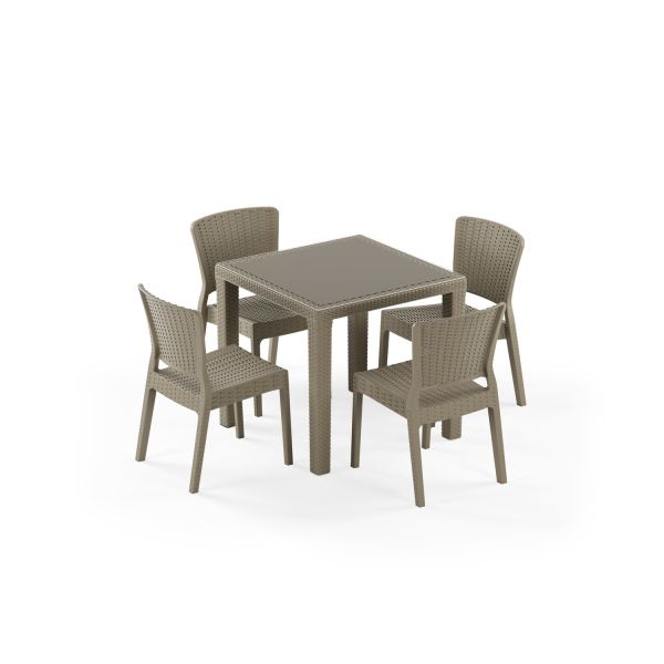Vizon Bahçe Masa Sandalye Takımı 4 Kişilik 80x80 cm