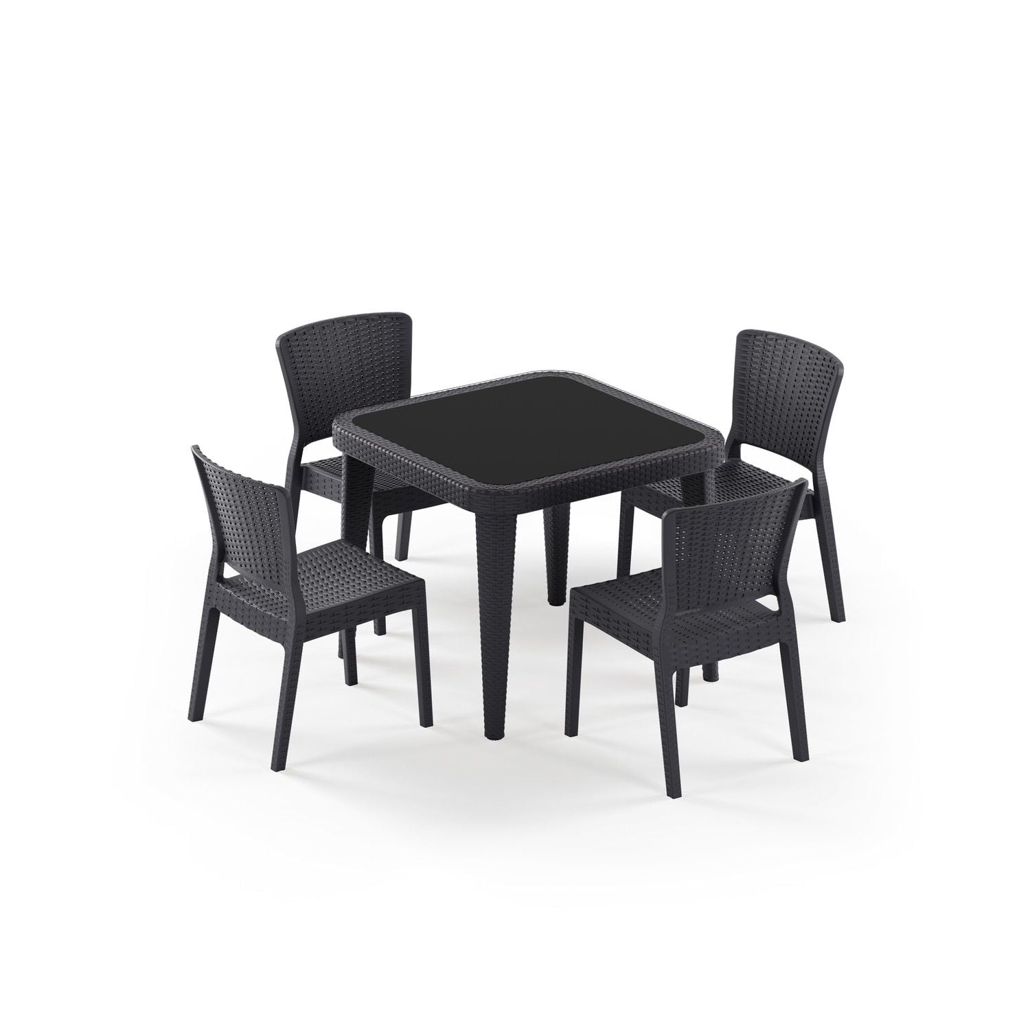 Antrasit 4 Kişilik Bahçe Masa Sandalye Takımı 90x90 cm