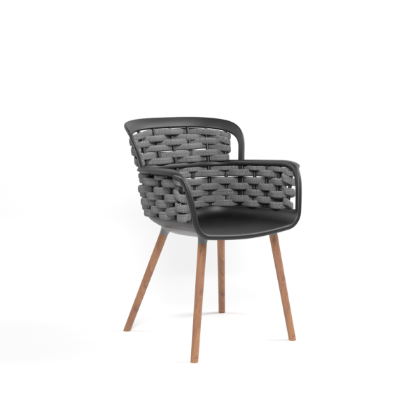 Siyah Gövde Antrasit Gri Örgülü Kayın Naturel Ahşap Ayak Sandalye modelleri