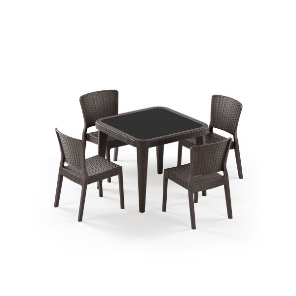 Venge 4 Kişilik Bahçe Masa Sandalye Takımı 90x90 cm