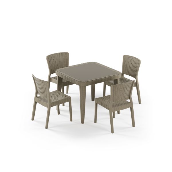 Vizon 4 Kişilik Bahçe Masa Sandalye Takımı 90x90 cm