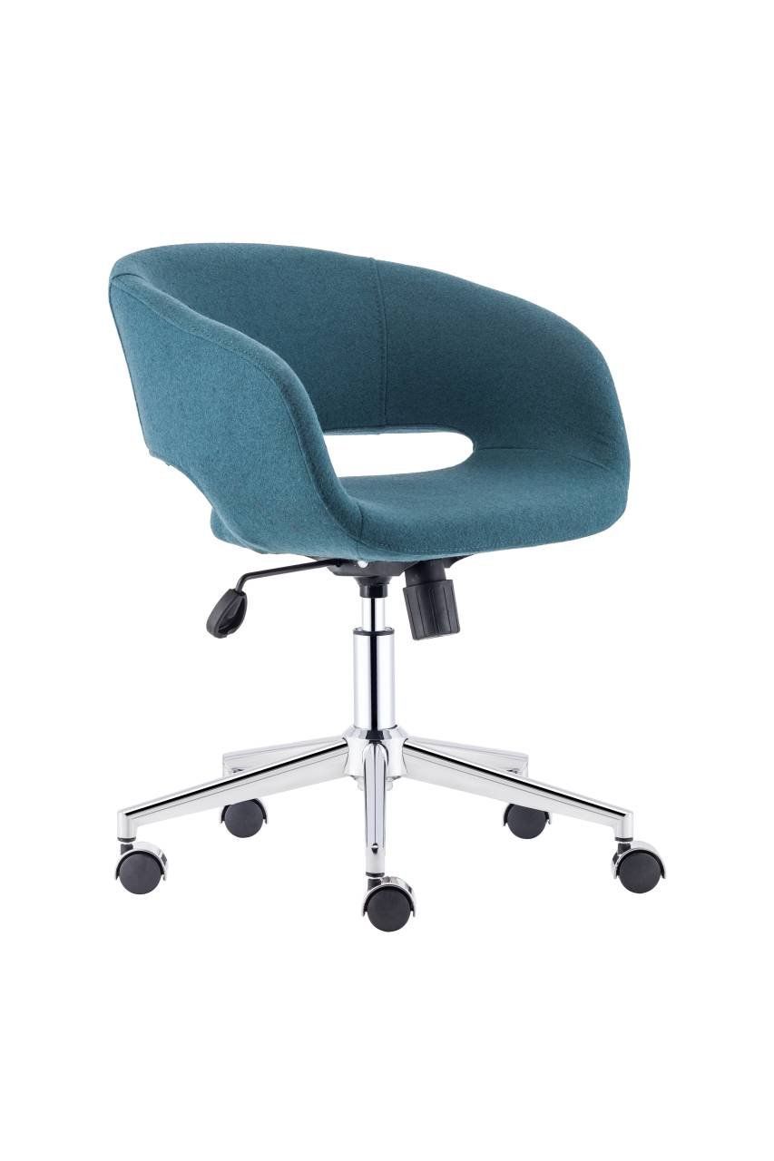 Elegant Petrol Mavisi Kaşe Kumaş Ofis Çalışma Koltuğu