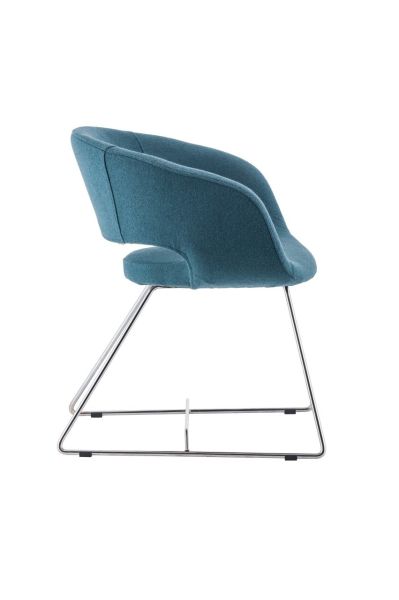 Elegant Metal krom Ayak Petrol Mavisi Kaşe Kumaş Ofis Bekleme Koltuğu