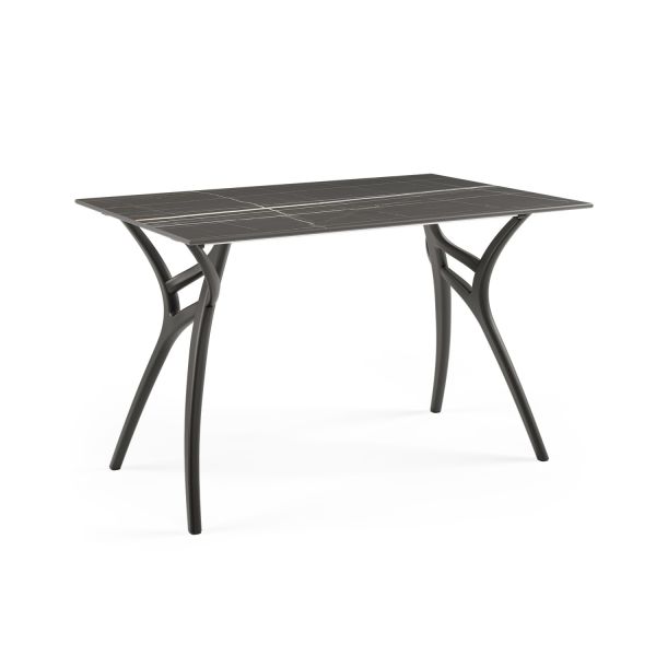 Siyah Mermer Compact Dış Mekan Bahçe Masası 77x120 cm