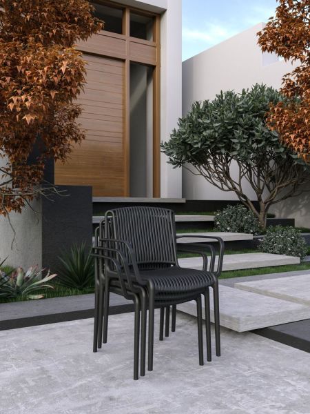 Bahçe Masa Sandalye Takımı 80x80 Antrasit 4 Kişilik