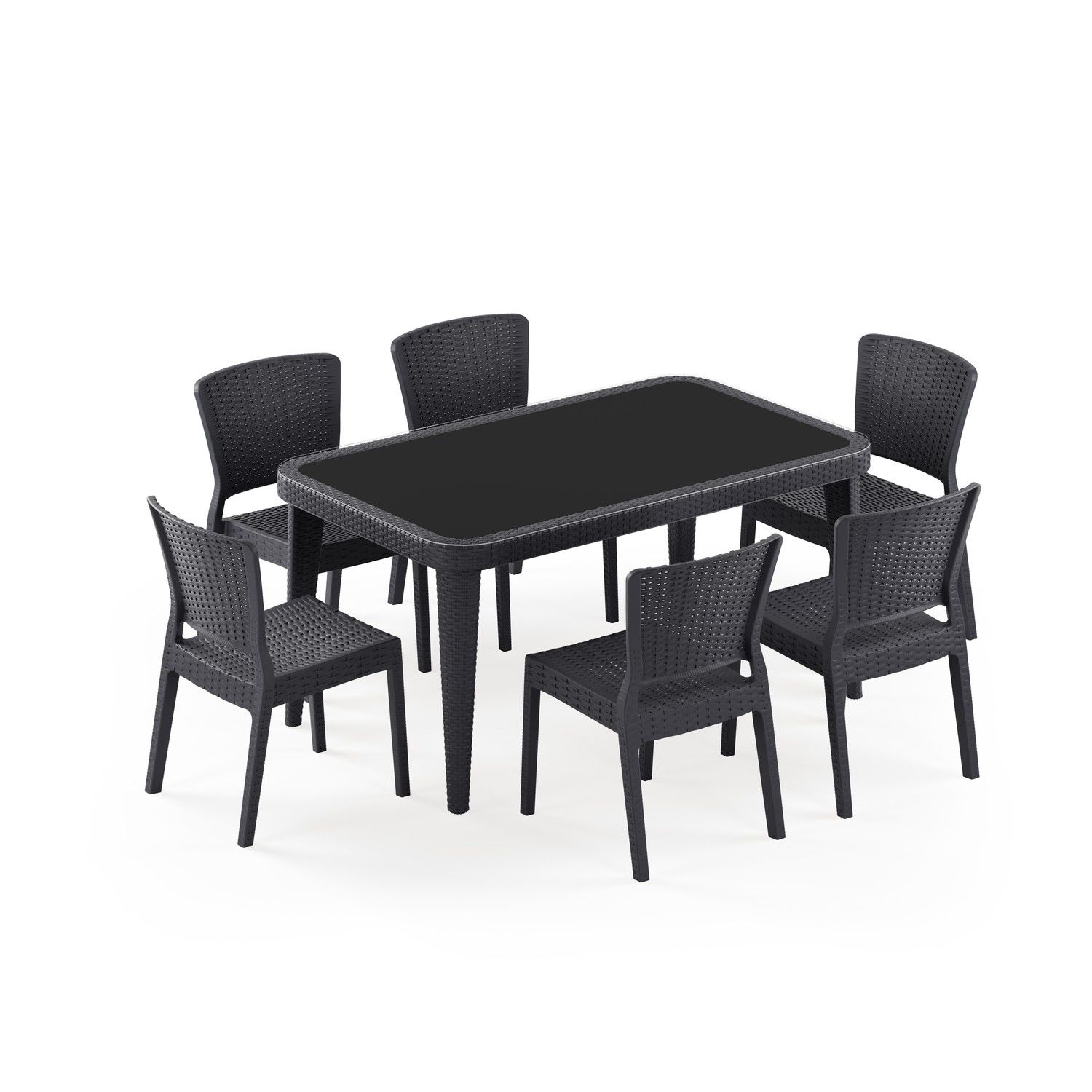 Antrasit Bahçe Masa Sandalye Takımı 6 Kişilik 90x150 cm