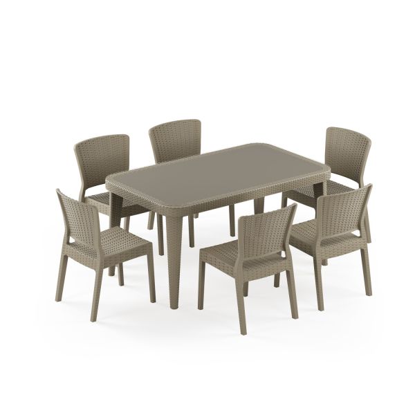 Vizon Bahçe Masa Sandalye Takımı 6 Kişilik 90x150 cm