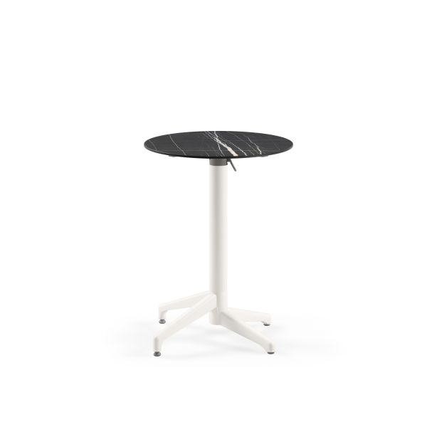 Compact Katlanır Cafe Masası 60 cm– Siyah Mermer Desenli, Paslanmaz, İç ve Dış Mekan (Bahçe, Balkon, Restoran, Kafe, Otel) Kullanımına Uygun