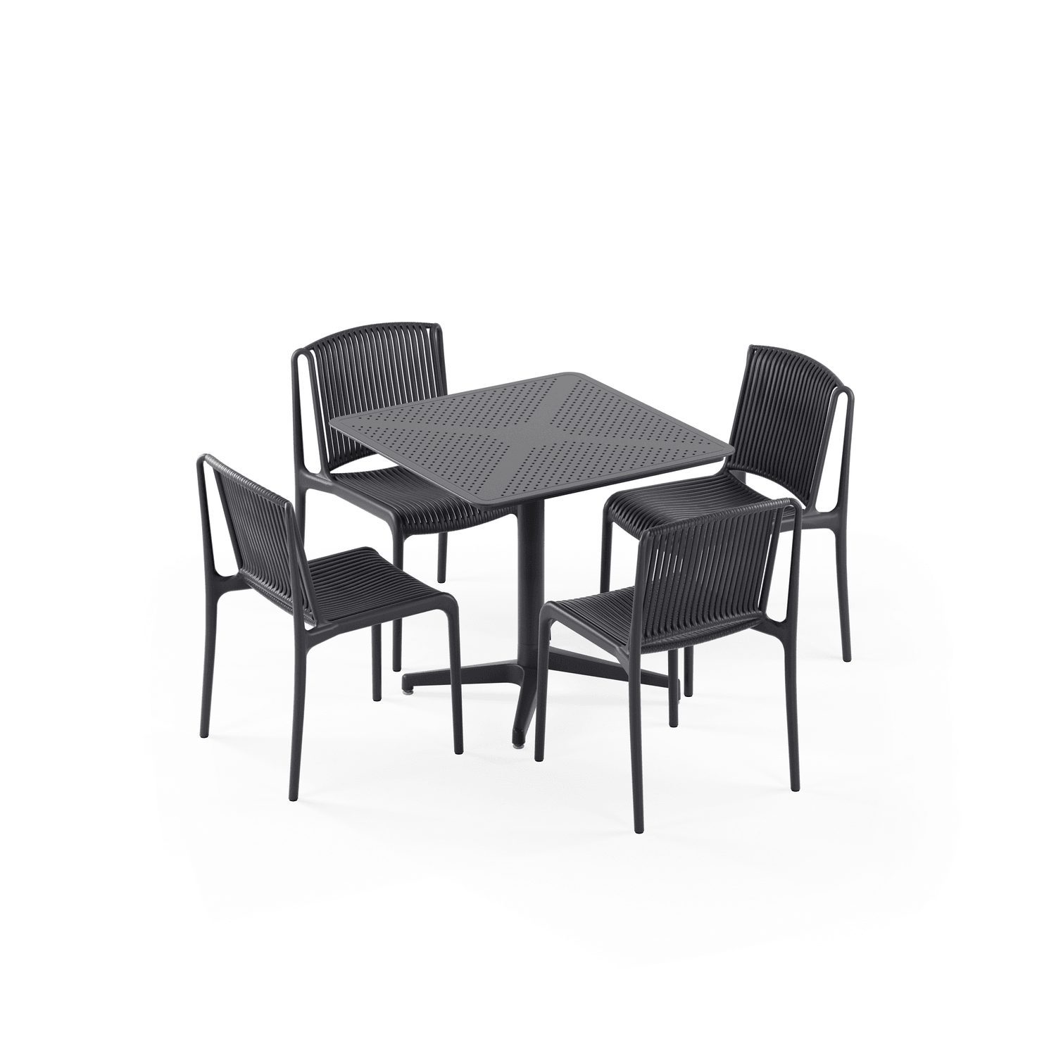 Antrasit Cafe Bahçe Masa Sandalye Takımı 4 Kişilik 80x80