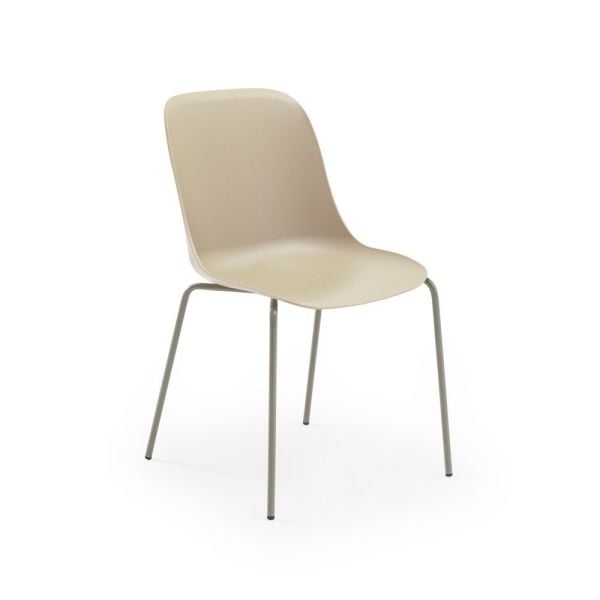 Metal Ayak Plastik Rahat Oturumlu Modern Bej Mutfak Sandalyesi