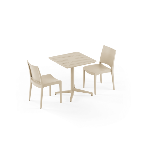 Bej Dış Mekan Katlanır Masa Sandalye Takımı 2 Kişilik