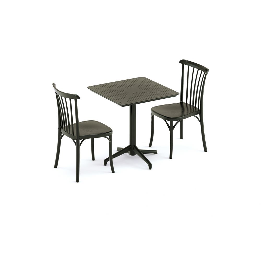 Siyah 70x70 Cafe Bahçe Masa Sandalye Takımı 2 Kişilik Set