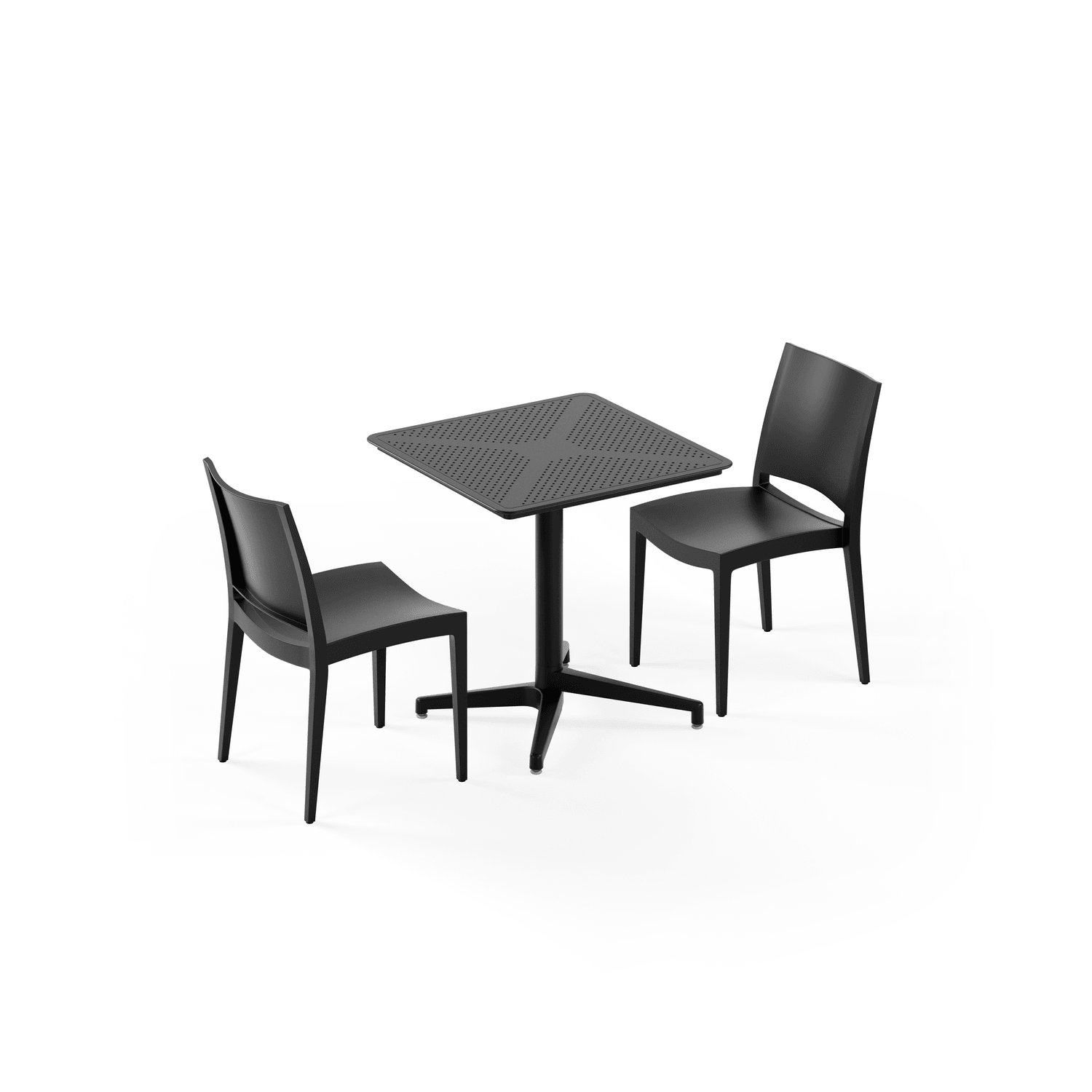 Siyah 2 Kişilik Katlanır Bahçe Masa Sandalye Takımları 70x70