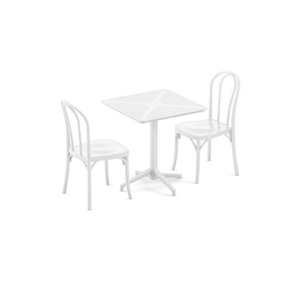 Beyaz 2 Kişilik Bahçe Cafe Masa Sandalye Takımı 70x70