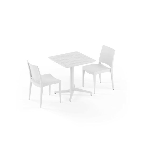 Beyaz 2 Kişilik Plastik Bahçe Masa Sandalye Takımı 70x70 Set