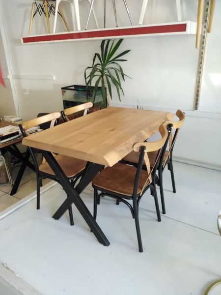 4 Kişilik Kütük Masa Tonet Sandalye Takımı 120x75.cm