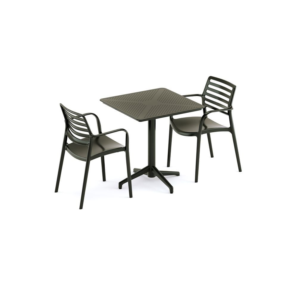 Siyah 70x70 Bahçe Masa Sandalye Takımı 2 Kişilik