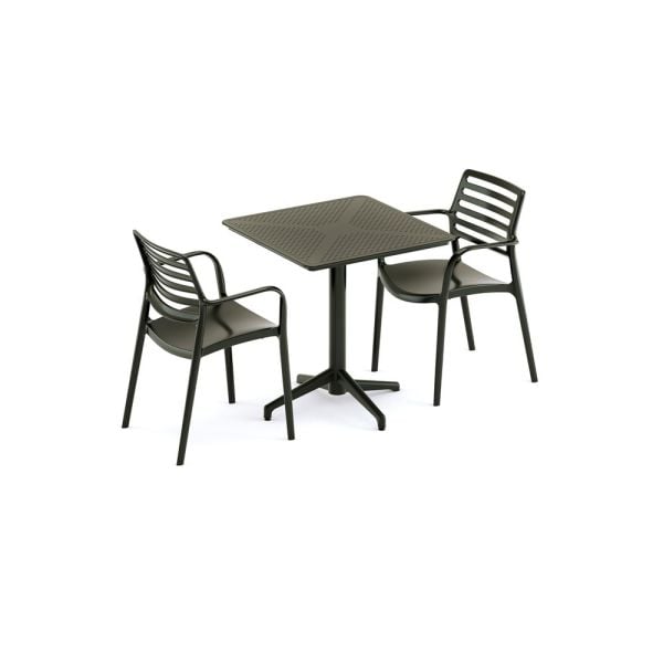 Siyah 70x70 Bahçe Masa Sandalye Takımı 2 Kişilik