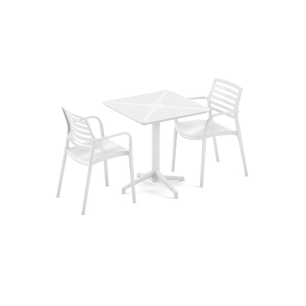 Beyaz 70x70 Bahçe Masa Sandalye Takımı 2 Kişilik