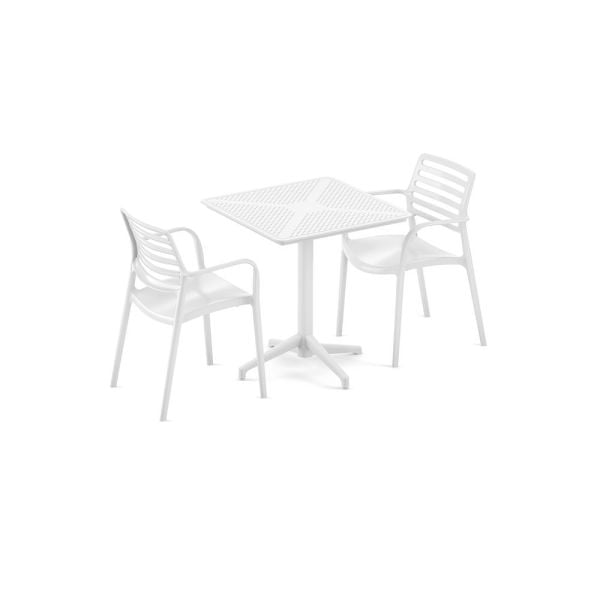 Beyaz 70x70 Bahçe Masa Sandalye Takımı 2 Kişilik