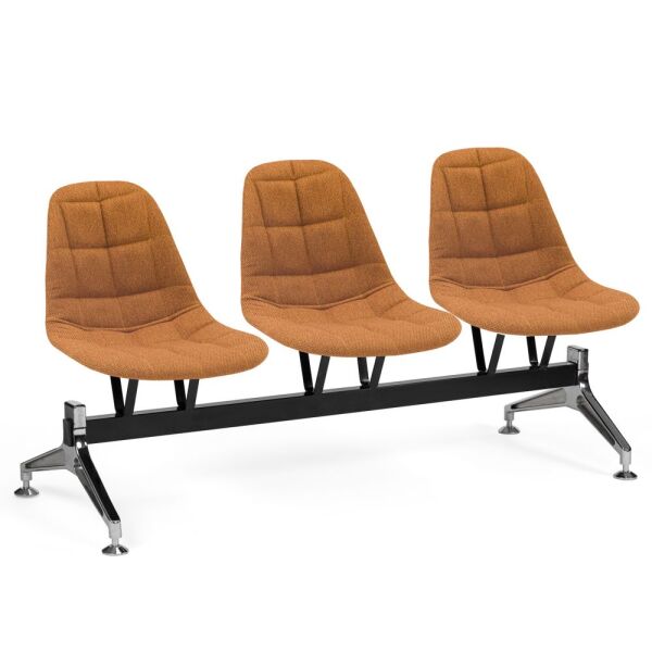 Turuncu Kumaş 3 Kişilik Lobi Bekleme Sandalyesi Metal Ayaklı