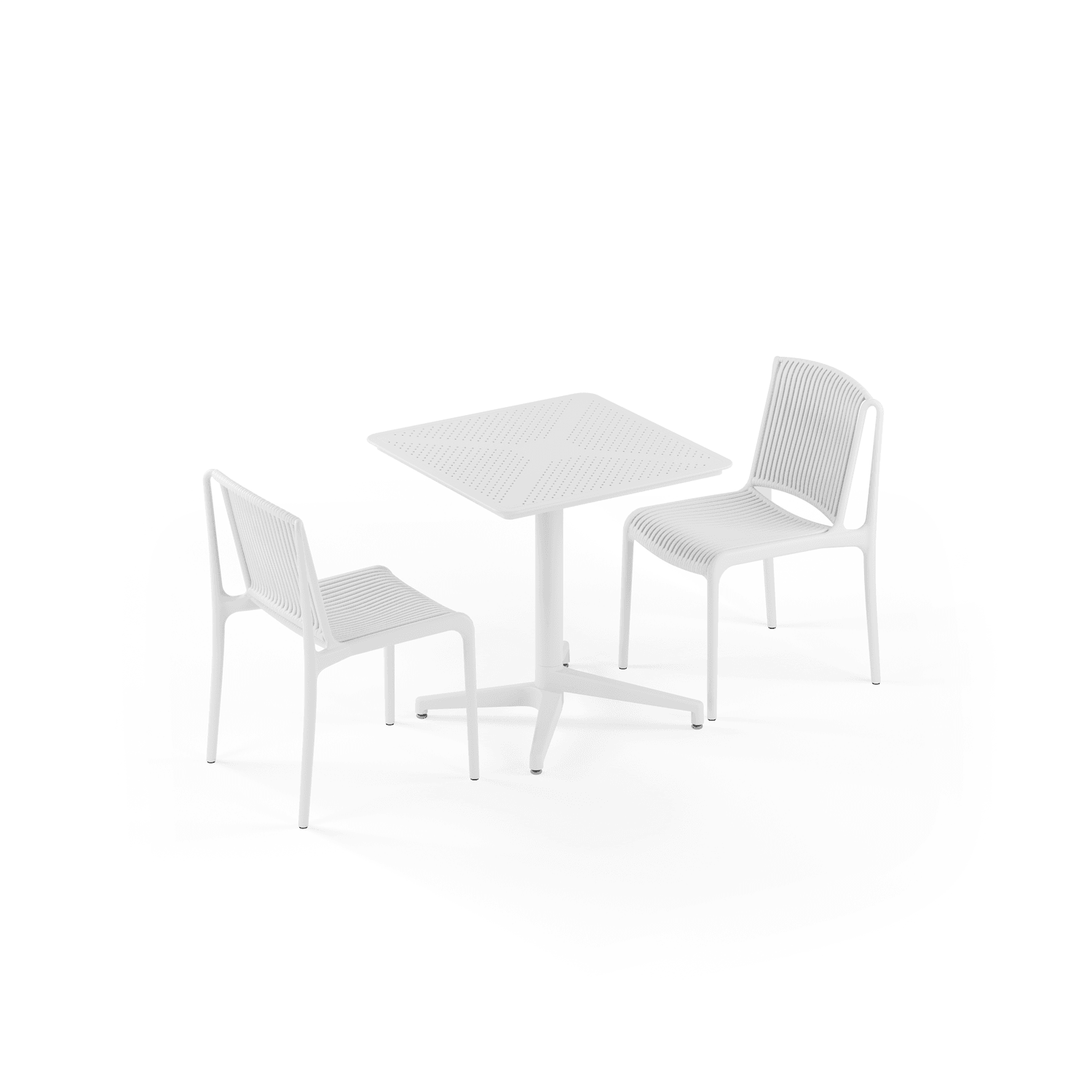 Beyaz 2 Kişilik Cafe Bahçe Masa Sandalye Takımı 70x70 Cm